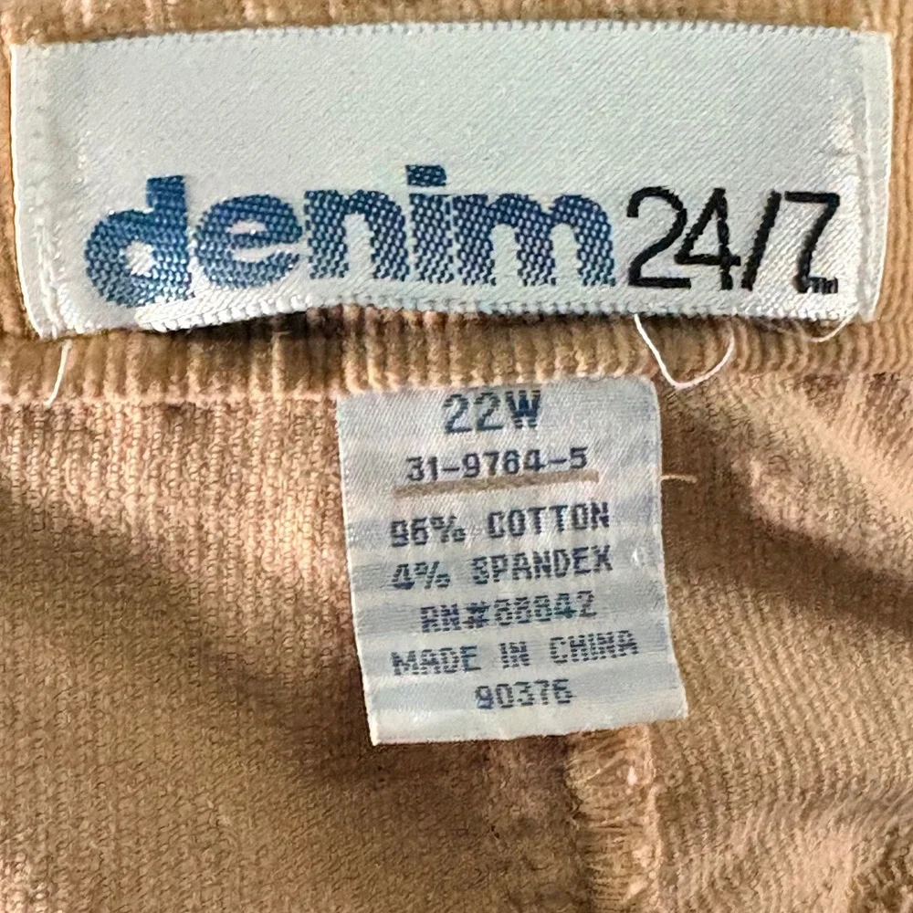 Denim 24/7 Womens Tan Corduroy Maxi Skirt Plus Size 22W Cargo Pockets Stretch
